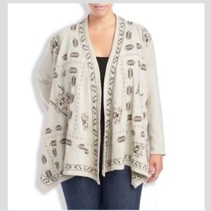 Lucky Brand Aztec Print Embroidered Cardigan